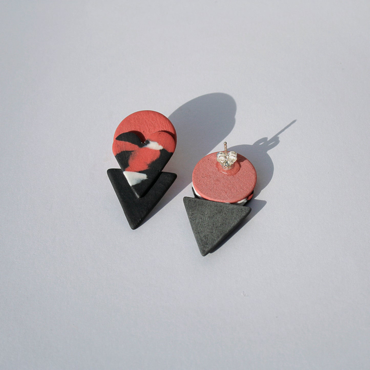 Pendientes Triple Corazón Marmoleado