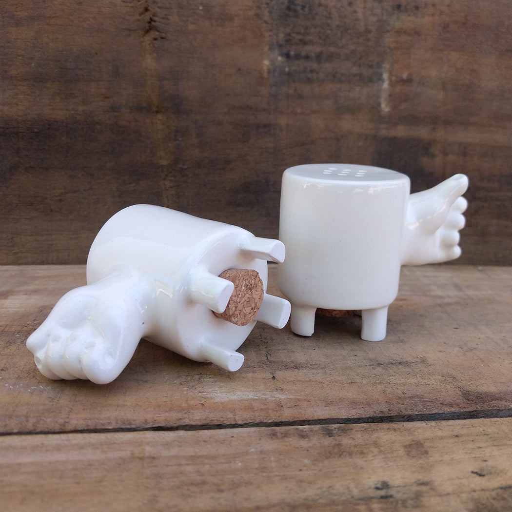 Conjunto salero pimentero cerámica decorativo mesa detalle tapón