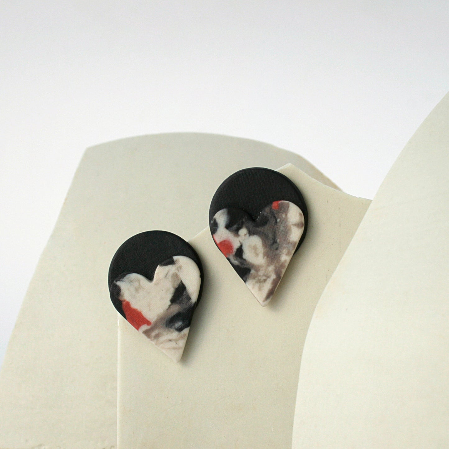 Pendientes Círculo Corazón Marmoleado