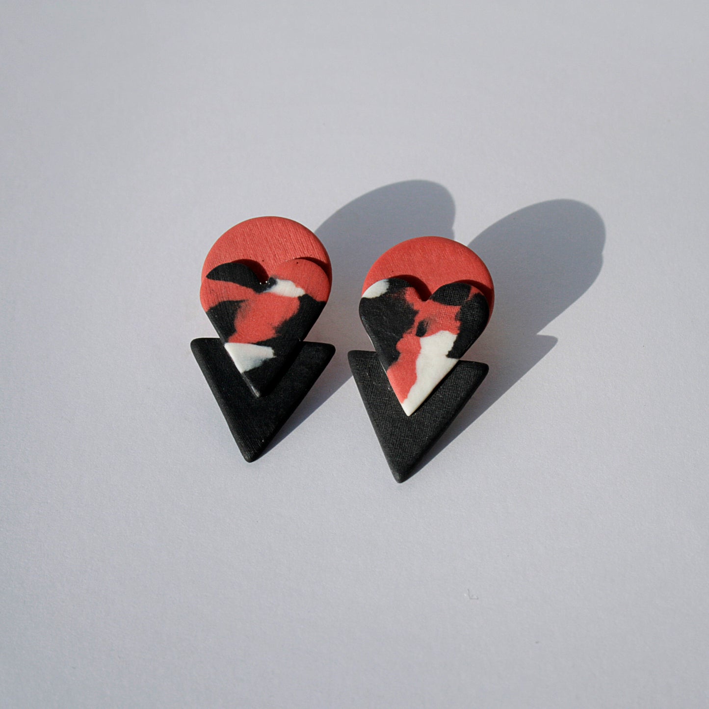 Pendientes Triple Corazón Marmoleado