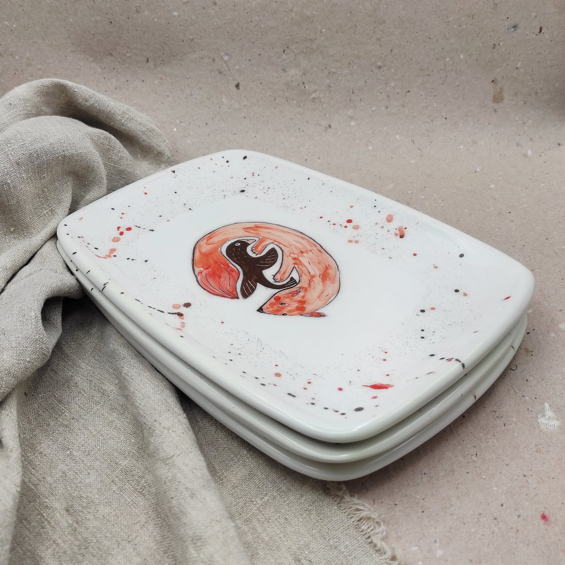  Bandeja grande cerámica pintada a mano decoración hogar