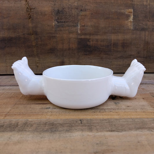 Cuenco circular cerámica con pies como asa vista frontal