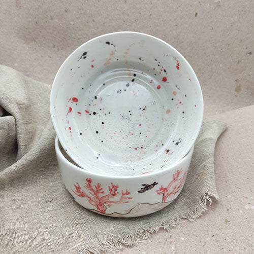 Cuenco cerámica motivos marinos vista superior