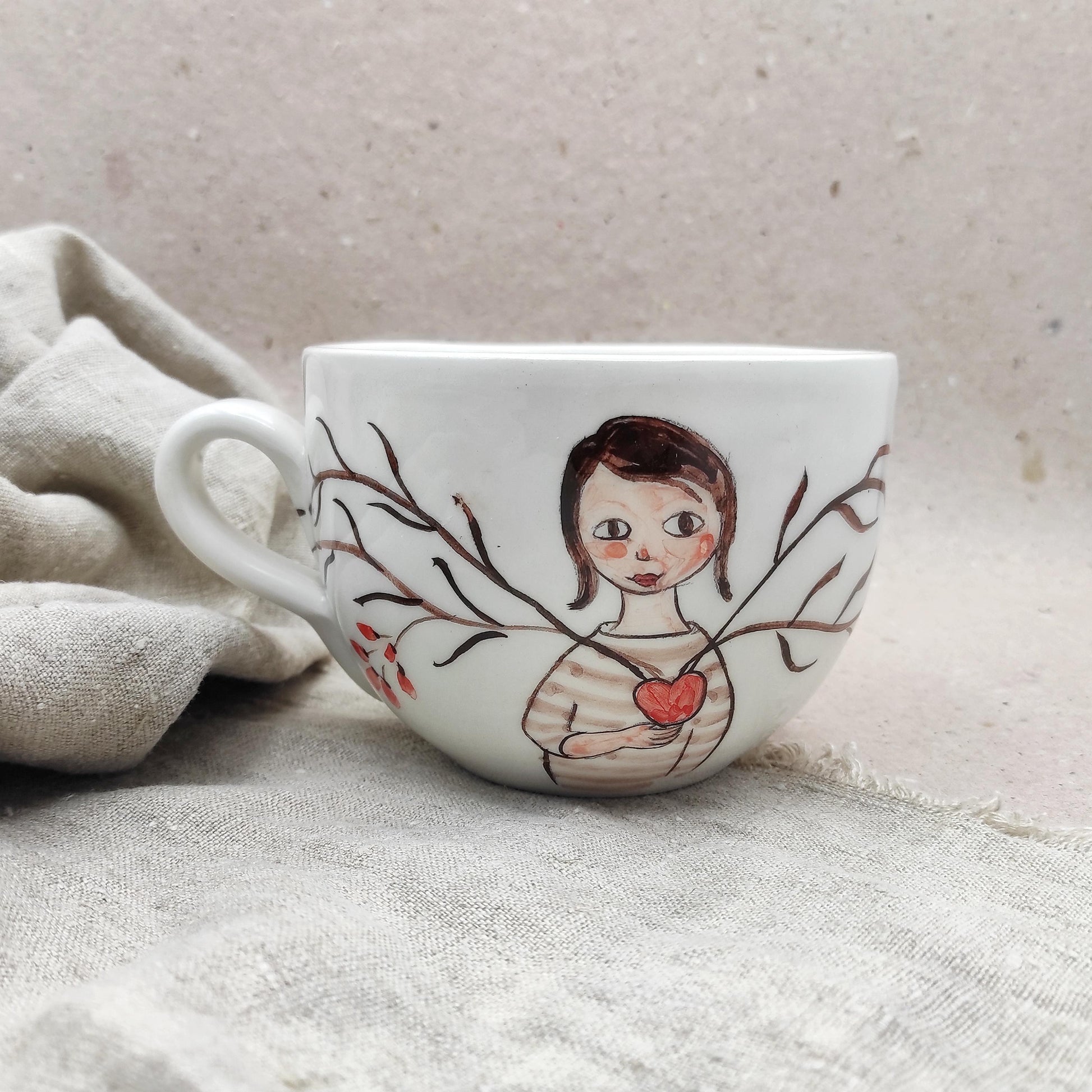 Taza desayuno extra grande cerámica capacidad generosa diseño niña