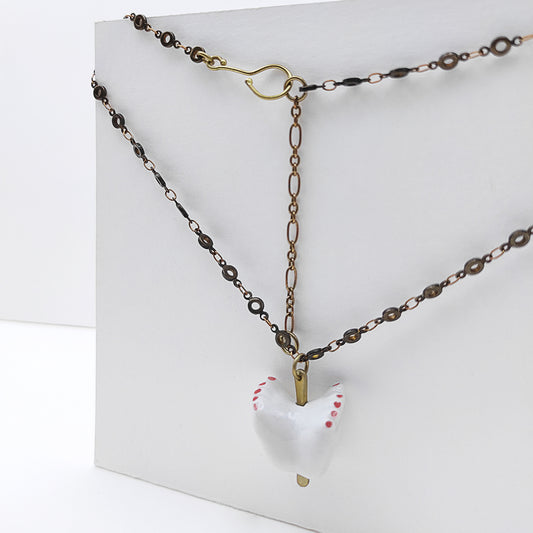 Collar pies dobles latón porcelana esmaltada