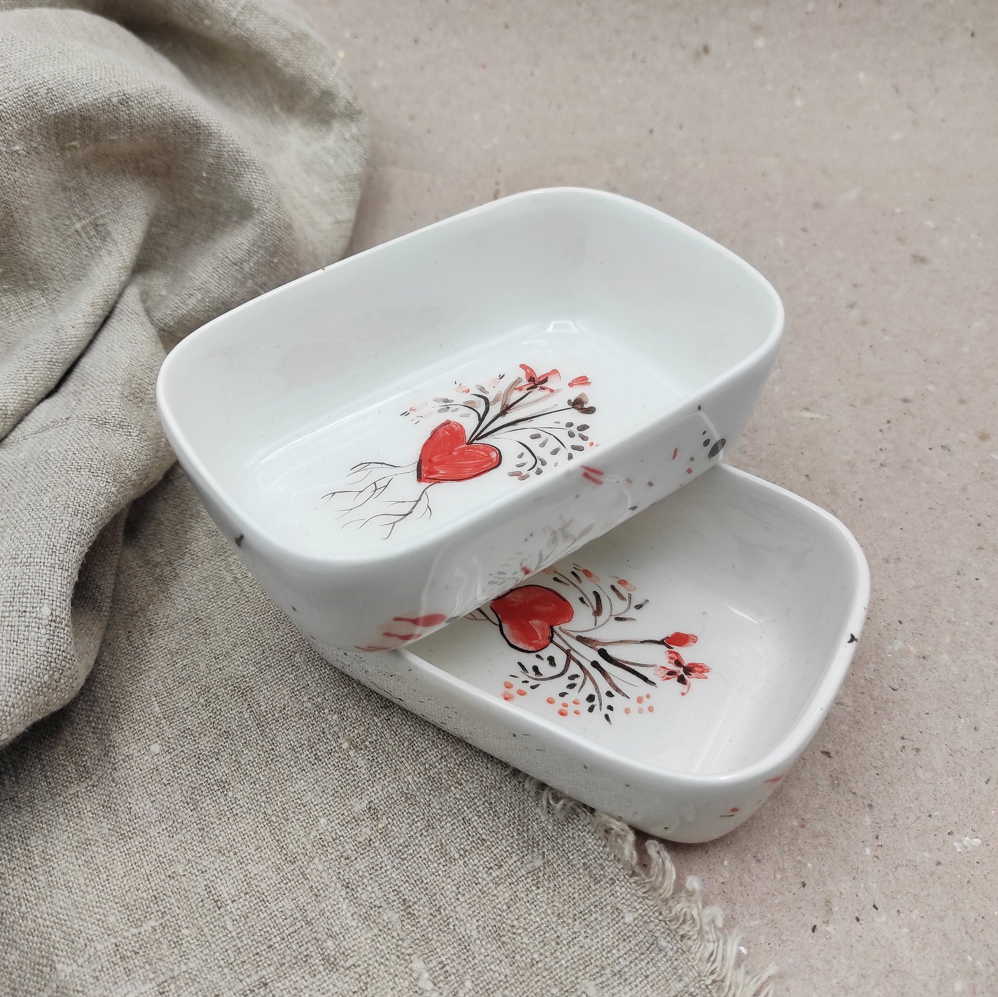 Conjunto cuencos aperitivos cerámica decorativos BIHU diseño corazón