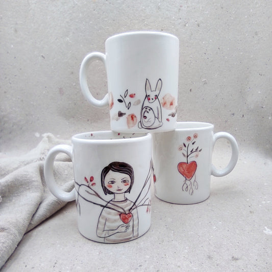 Conjunto mugs desayuno cerámica diferentes diseños BIHU