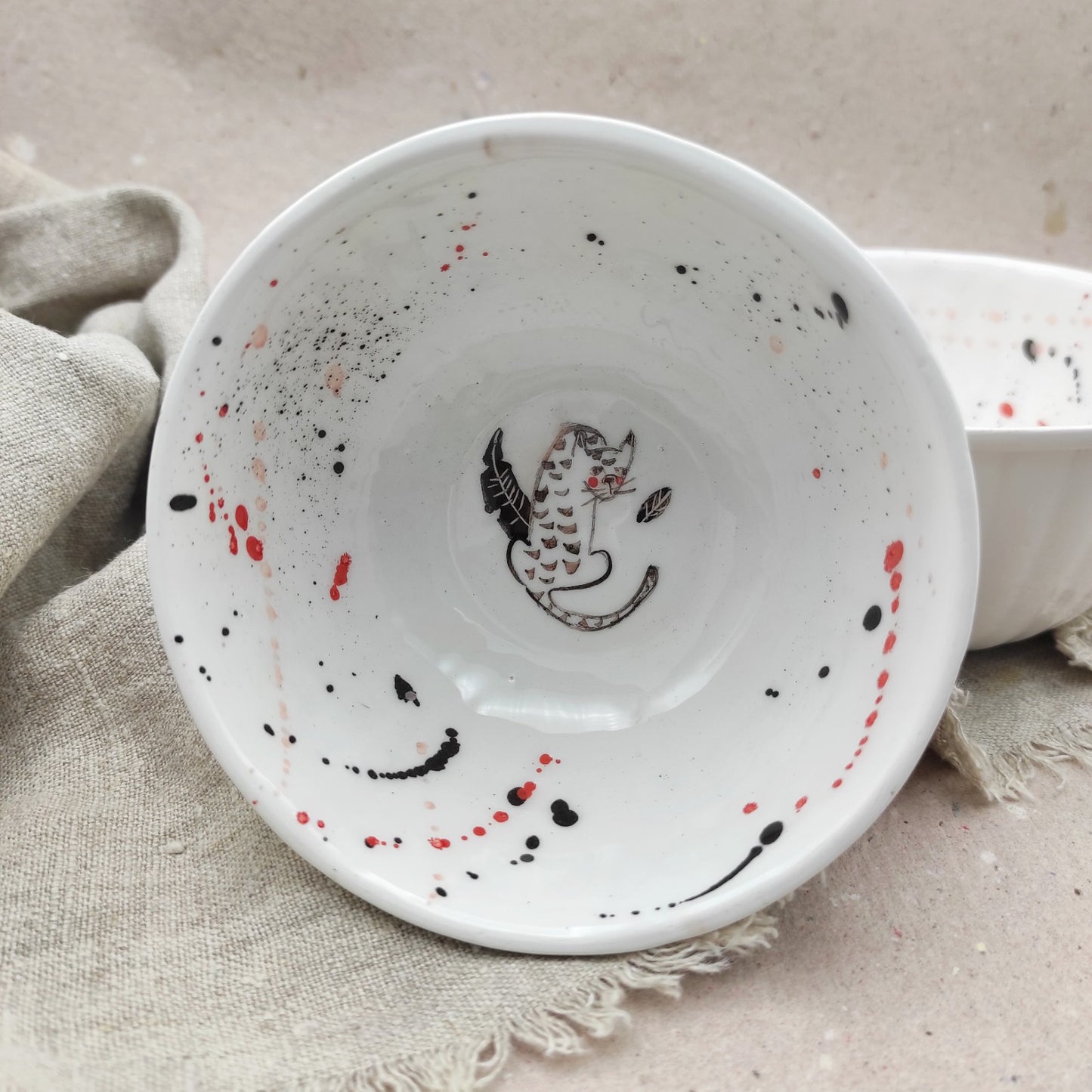 Conjunto cuencos cerámica pintados a mano diseños leopardo