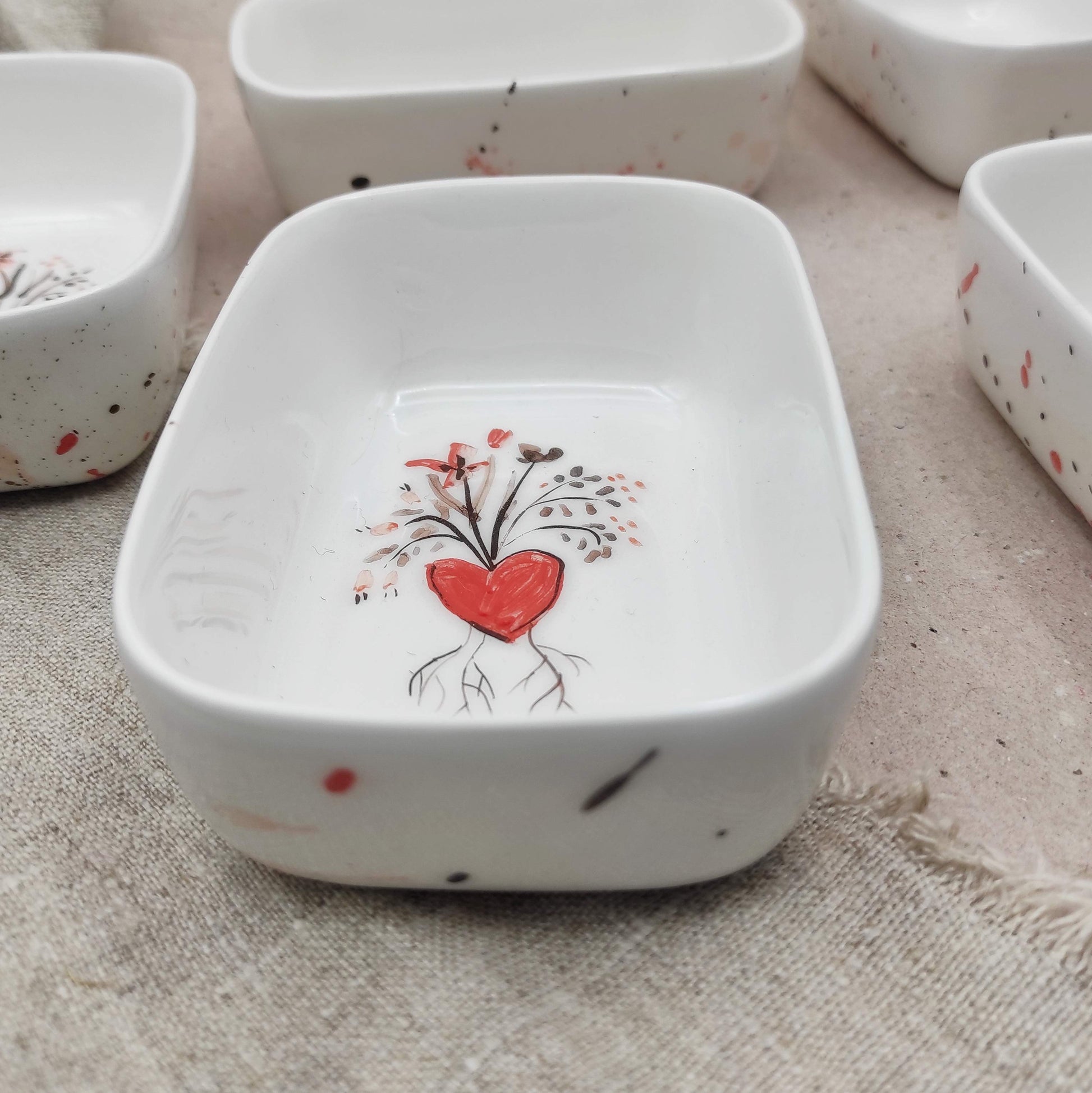 Cuencos decorativos cerámica artesanal  diseño corazón