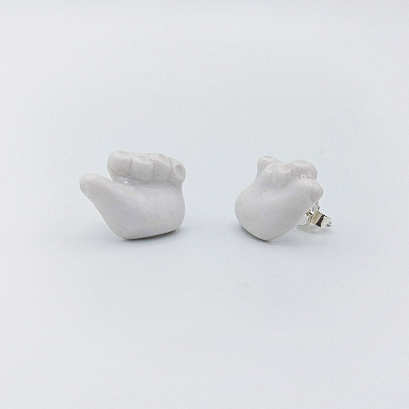 Pendientes manitas de plata con porcelana esmaltada pintada a mano