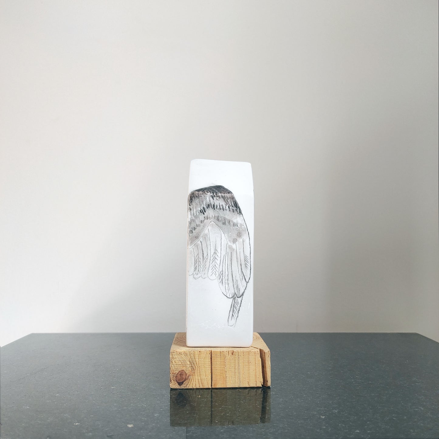  Escultura cerámica Zorro y mirlo vista latera ala