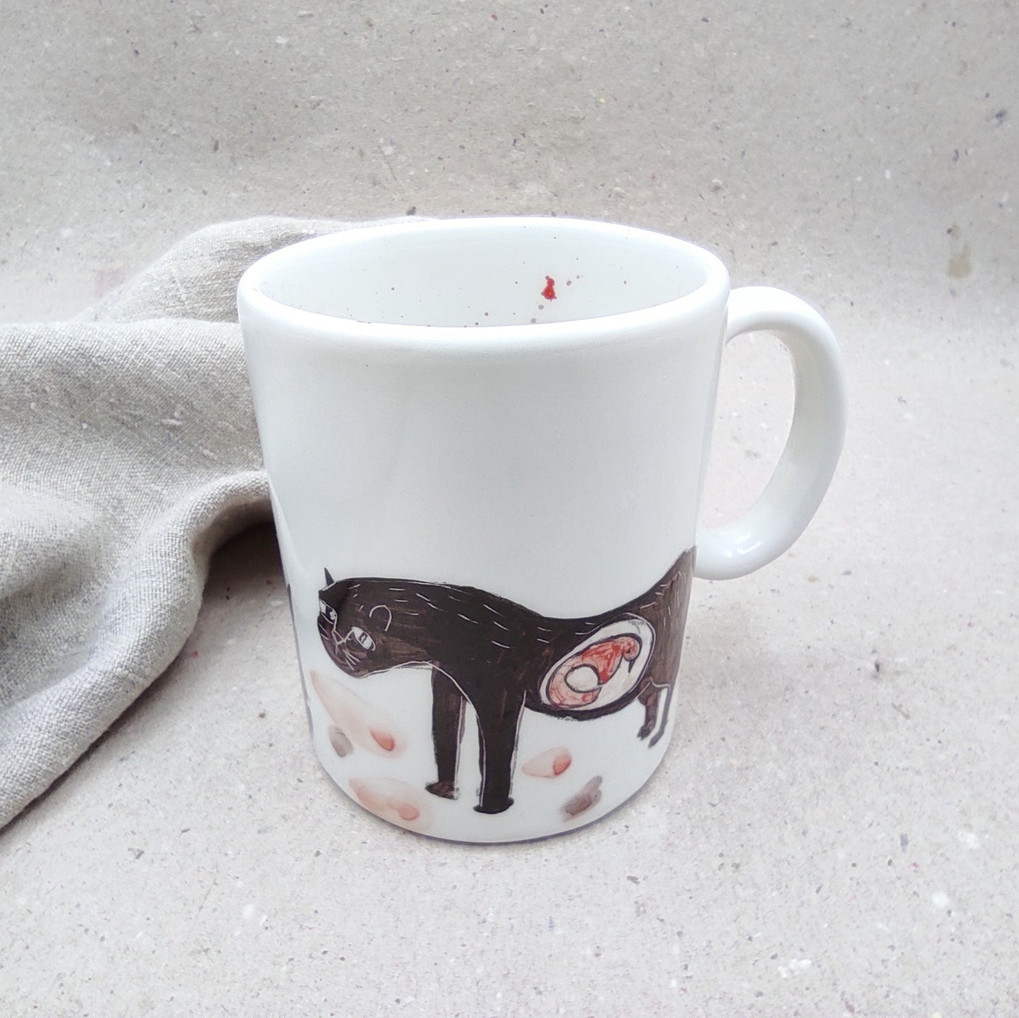 Mug desayuno cerámica con diseño de pantera y guepardos pintados a mano