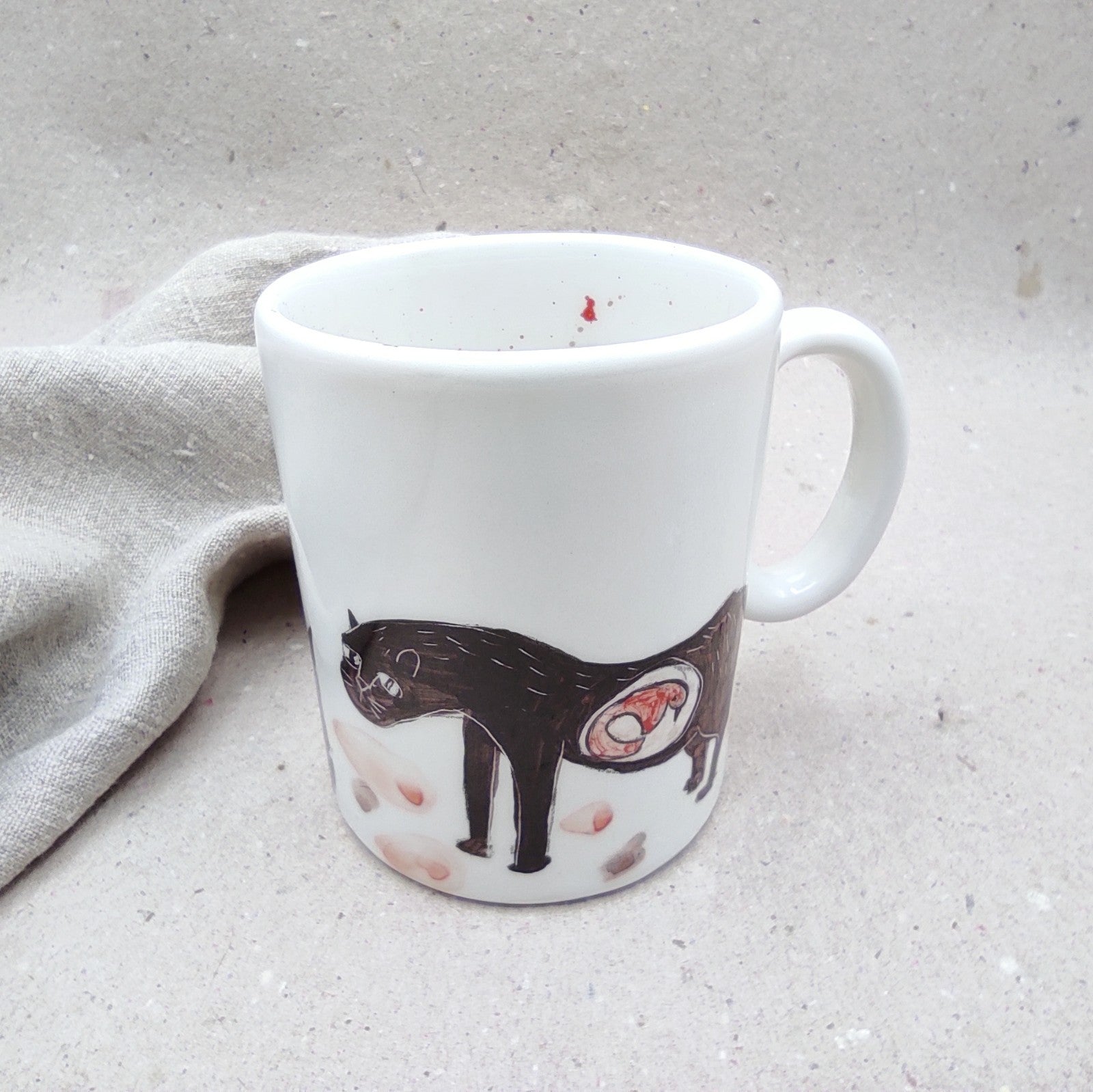 Mug desayuno cerámica con diseño de pantera y guepardos pintados a mano