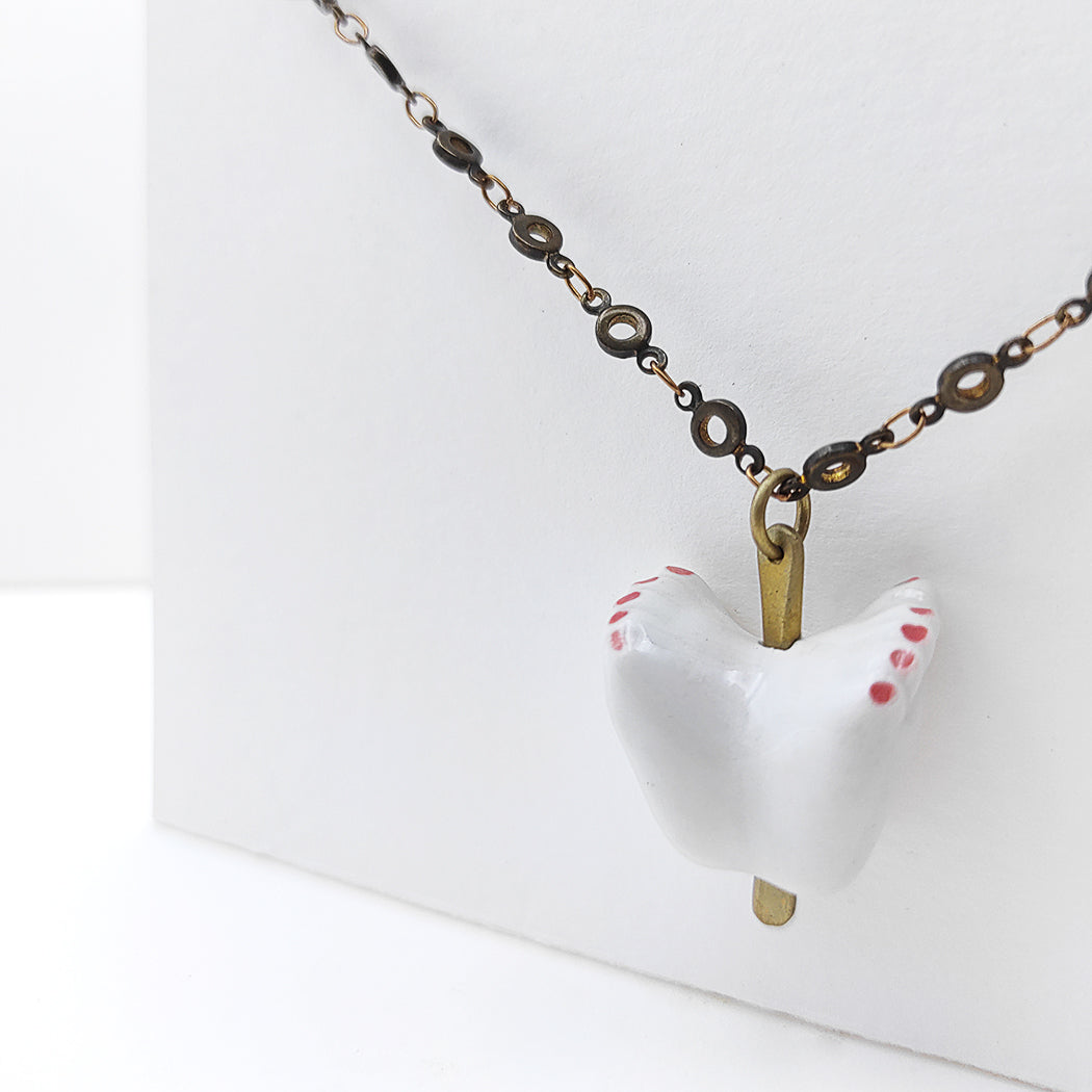 Collar pies derecho e izquierdo latón porcelana esmaltada