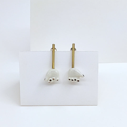 Pendientes palito manita latón plata porcelana esmaltada largos