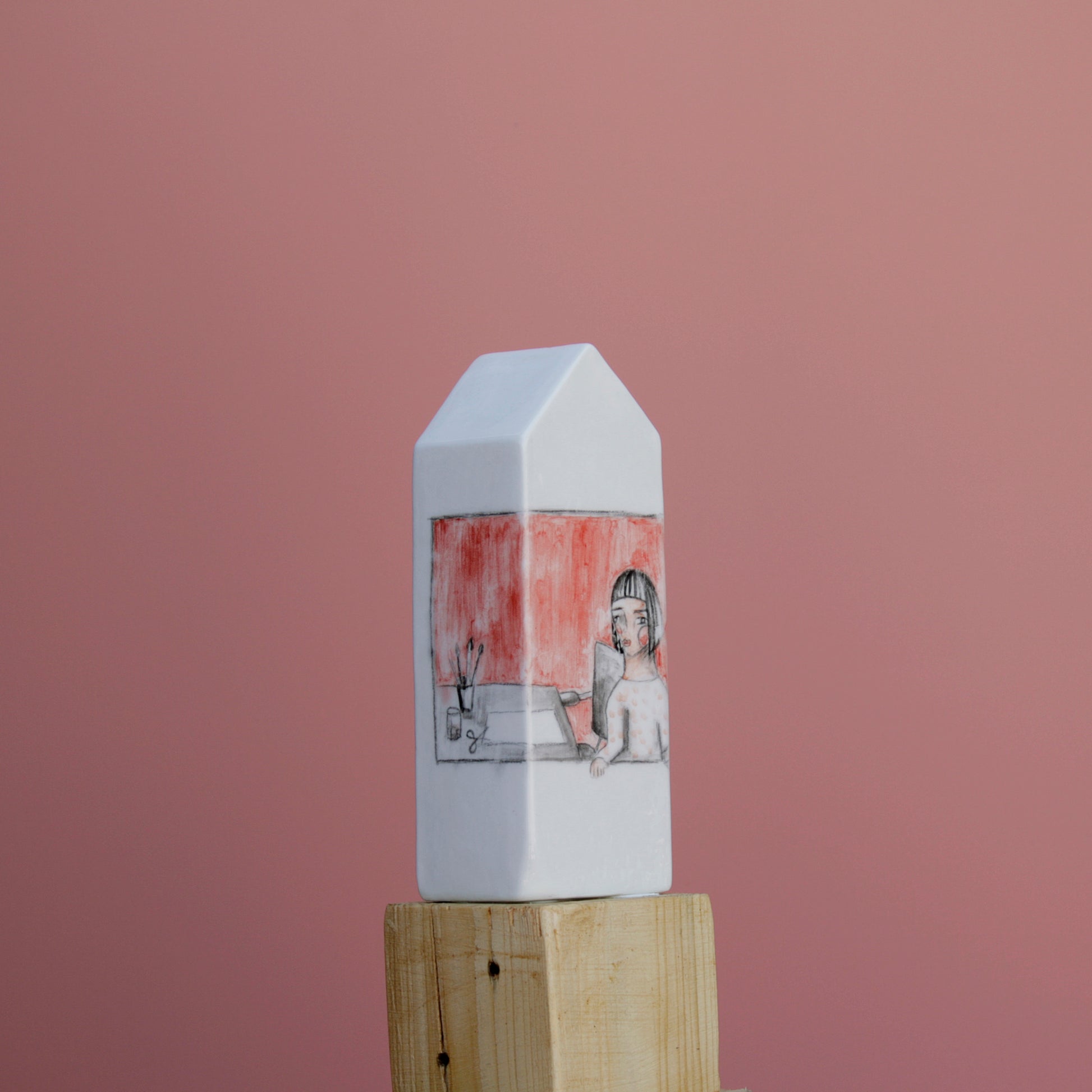 Escultura casa cerámica Desde mi taller decoración sobremesa