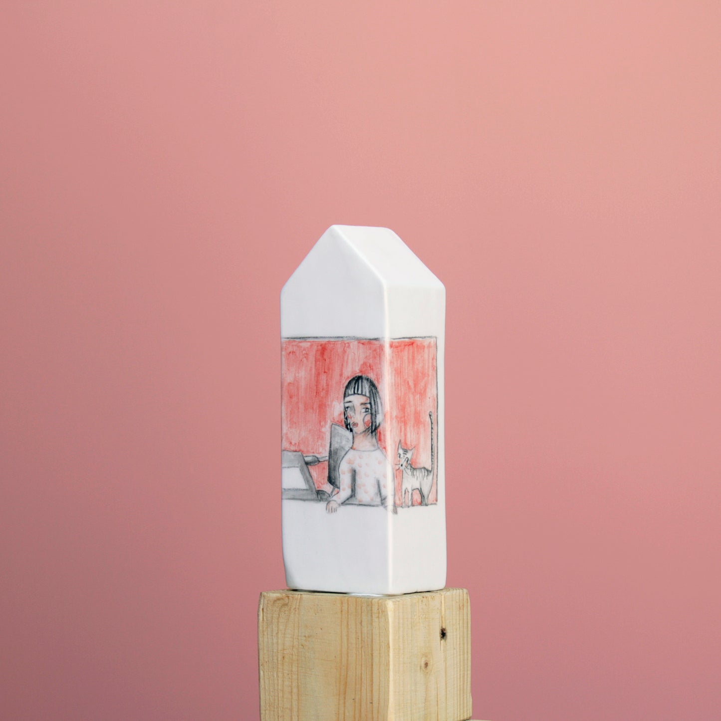 Escultura casa cerámica Desde mi taller decoración sobremesa