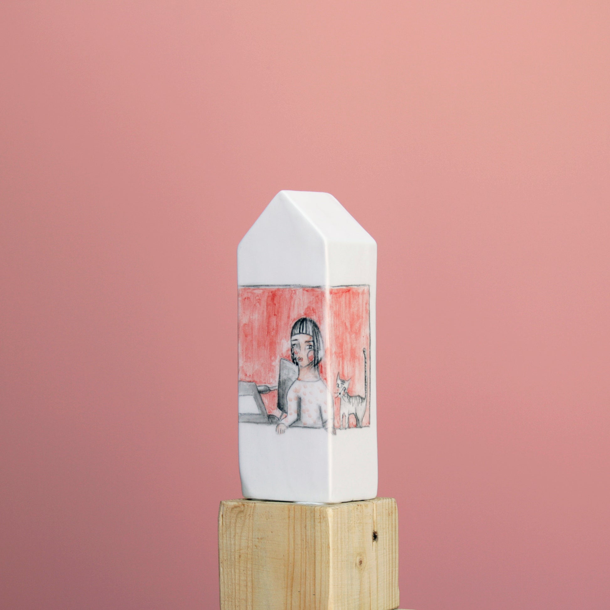 Escultura casa cerámica Desde mi taller decoración sobremesa