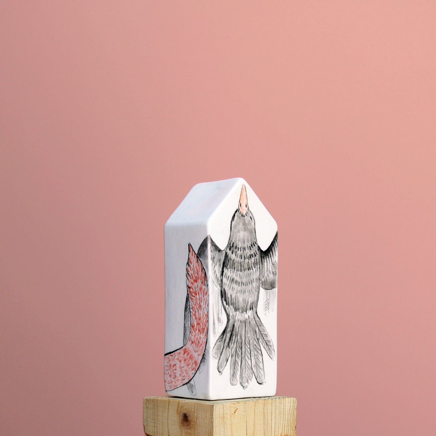 Pieza única cerámica Zorro y mirlo numerada firmada