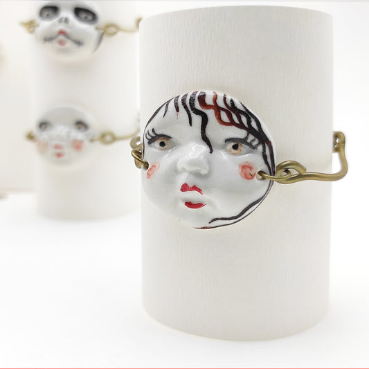 Pulsera ajustable caritas con distintos motivos porcelana